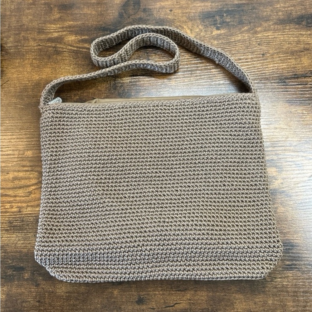 THE SAK Crochet Knit Zippered Shoulder Bag Purse